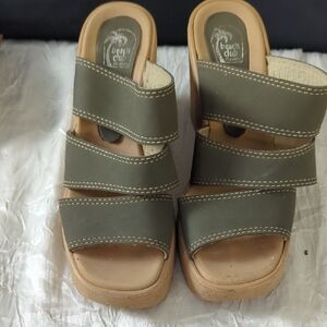 Olive Wedge Sandals